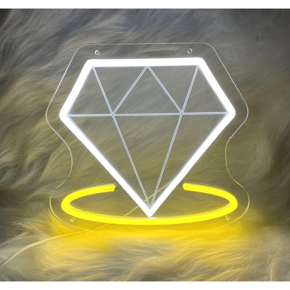 NWT USB Diamond Beach Wave LED Neon Sign Adjustable Brightness Wall Light